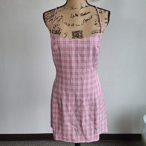 Lulu's Pink Striped Mini Cross Back Dress,